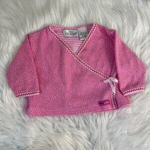 Vintage Guess Baby Pink Cheetah Print Long Sleeve Wrap Top Baby Girls 3-6 Months